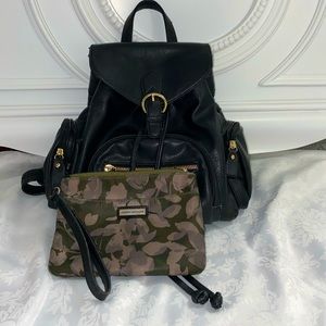 Black backpack with wristlet
